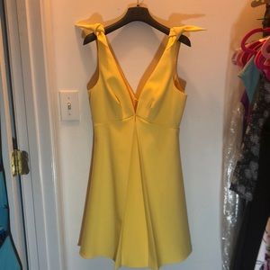 LIKELY Yellow Shoulder Tie Dress